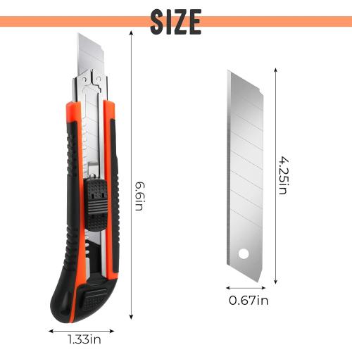 3-Pack Box Cutter Utility Knife | Ultra Sharp Blade with Anti-Slip Rubber Handle | Exacto Cutter for Leather, Rubber & Cartons
