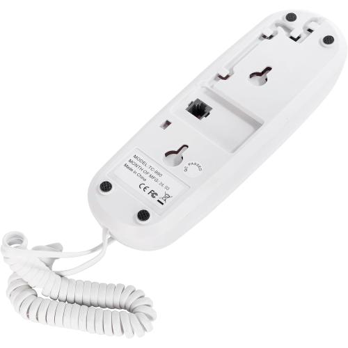 White OF-990 Slimline Wall-Mountable Basic Corded Telephone No AC Power Required