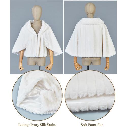Size M BEAUTELICATE Faux Fur Shawl For Women Soft Fur Stole Wrap Shrug For Winter Wedding Event