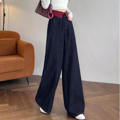 Fashion High Waist Women's Jeans Y2K Casual Baggy Wide Leg Neckline Style Waist Design Straight Jeans XL