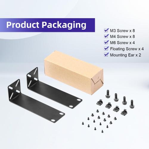 Rack Mount Kit for 7.9 inch Switches, Adjustable Rack Ears for Netgear, Cisco, D-Link, TRENDnet and HP Products, Mount 7.9 Wide to 19 Equipment, Adjustable Hole Distance 14-30mm