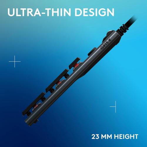 Logitech G915 X Wired Mechanical Gaming Keyboard, Double-Shot PBT Keycaps, Fully Programmable Keys, RGB Backlit Mac/PC Gaming Keyboards, Aluminum Finish, GL Linear Switches, Black