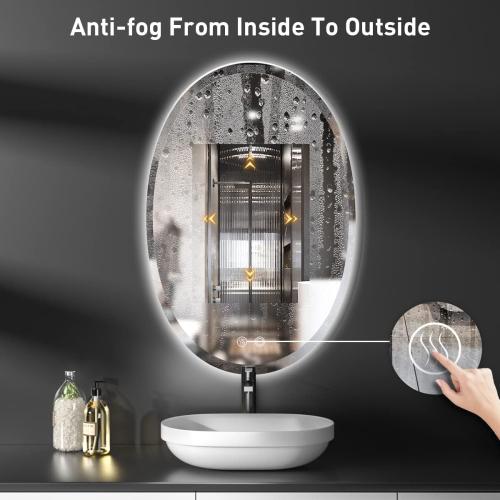 Size 36 x 24 Inch LED Oval Mirror,Wall Mounted Backlit Beveled Bathroom Mirror, Dimmable Lighted Vanity Mirror with Lights,Anti-Fog,CRI 90 , IP54 Waterproof