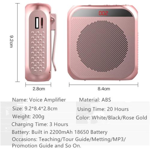 Portable Voice Amplifier with Wired Microphone Headset Rechargeable PA System Speaker Personal Microphone Speech Amplifier Power Amplifiers Loudspeaker for Teachers/Metting/Tour Guide (Black)