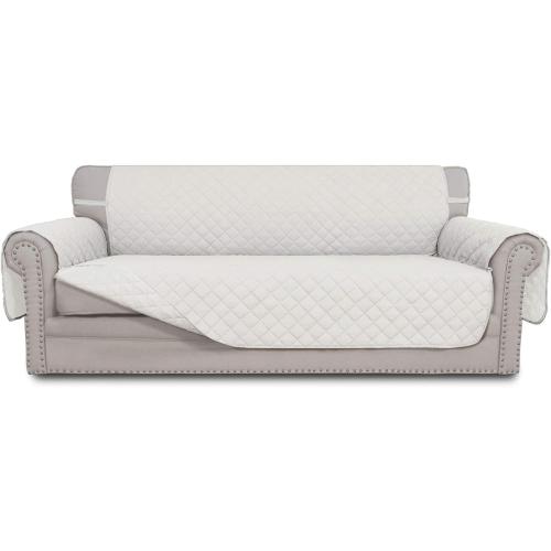 Easy-Going Reversible Couch Cover for 3 Cushion Couch Sofa Cover for Dogs Water Resistant Furniture Protector Cover with Foam Sticks Elastic Straps for Pet Cat (Sofa, Ivory/Ivory)