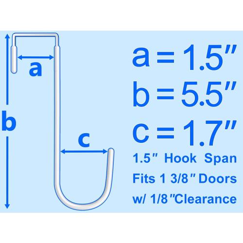 Over the Door Hooks 4Pcs L=5.5 Fit 1 3/8 Door Steel with White Rubber Coating Hanging Towel Robe Clothing Hanger for Bathroom Room Wreath Ironing Board Holder Cute Thin Single Heavy Duty