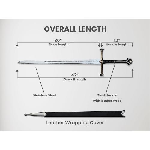 Handmade Replica Movie Sword, Medieval Vikings Master Long Sword Hand-Crafted Authentic Engraved Stainless Steel Blade, Wall Mount Plaque & Scabbard Included Collecyion Edition