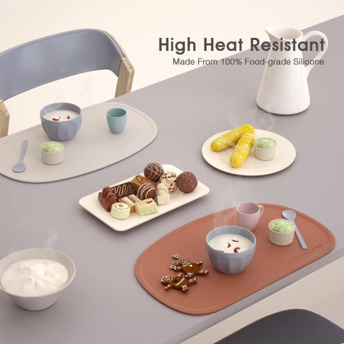 Cuddle Campus Silicone Placemat with Raised Edges for Kids,Toddlers,Babies, Non-Slip Table Setting Placemat for Dining,Come with String for Storage