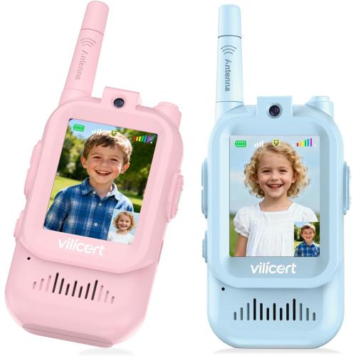 Video Walkie Talkie Toys for Age 3-12 Boys Girls, 2 Pack Walkie Talkies with Screen, Long Range 2 Way Radio with 4 Voice Effects, Christmas Birthday Gifts for Kids Indoor Outdoor Camping