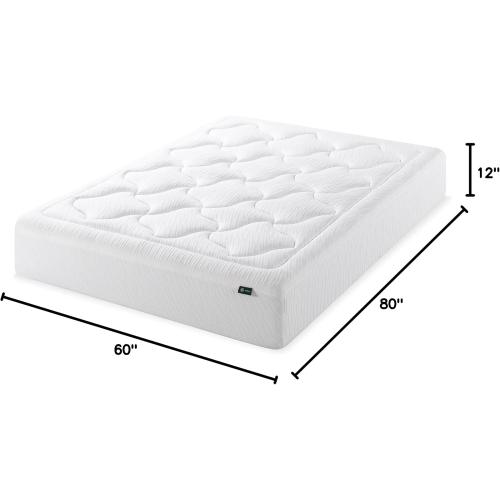 ZINUS 12 Inch Cloud Memory Foam Mattress, Queen, Fiberglass Free, Pressure Relieving, Mattress in A Box, CertiPUR-US Certified, White