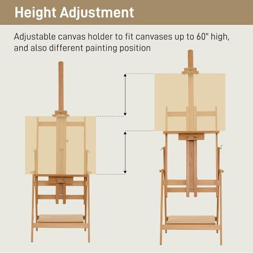Size 93 Large Wooden Easel for Painting: Artist H Frame Easel Stand with Upgrade Hardware- Hold Canvas up to 93 - Professional Art Easel for Adults