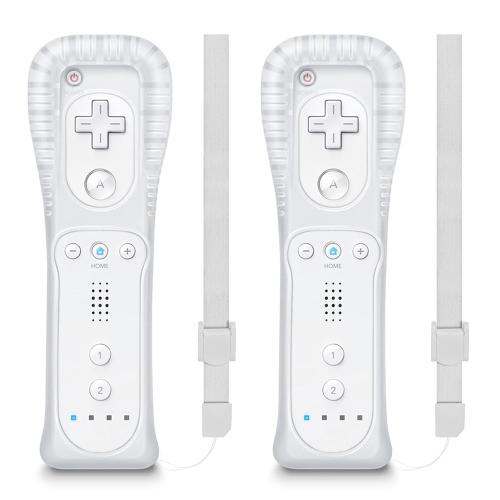 MOLICUI Wii Remote Controller,Wii Controller 2 Pack With Wrist Strap and Silicone Case,White