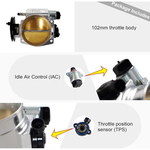 Silver 102mm Throttle Body for LS1 LS2 LS3 LS6 LS7 LSX with Throttle Position Sensors TPS IAC Aluminum Silver HTRACING