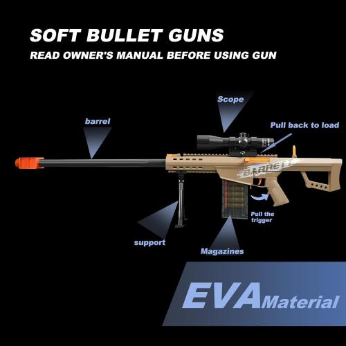 Soft Bullet Toy Gun Sniper Rifle with Scope Realistic Shell ejecting Foam Blaster Fake Gun Look Real shotgun Dart Pellet Shooting Game for Boys Teen Adults Gifts Age 8  10 12 Year Old (Brown)
