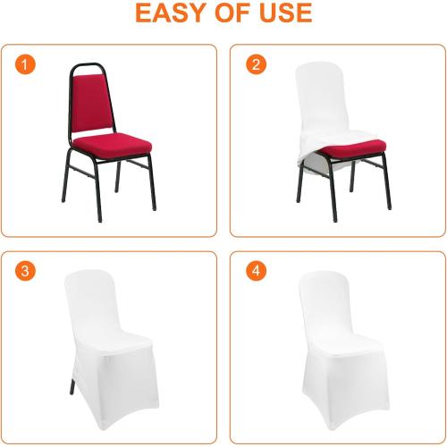 10 Pack White Chair Covers for Party, Spandex Chair Covers for Wedding, Stretch Seat Cover 10 Pieces, Universal Fitted Polyester Slipcovers for Dining Chairs, Parties & Banquet (10 PCS)