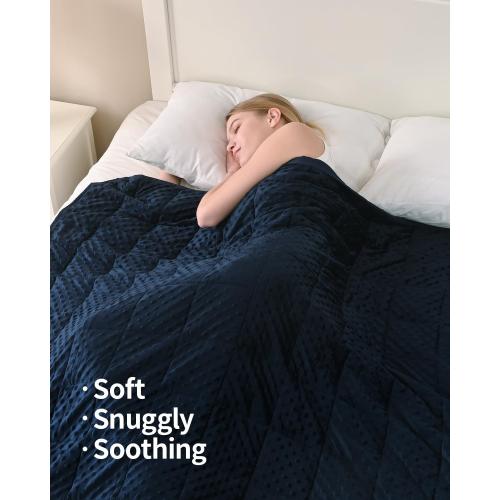 Mr. Sandman Weighted Blanket for Adults, Minky Heavy Blanket for Woman,Man Sleeping Calm, Soft and Cozy Weighted Throw Blankets, Machine Washable, 60 x 80in, 20 Pounds, Navy Blue