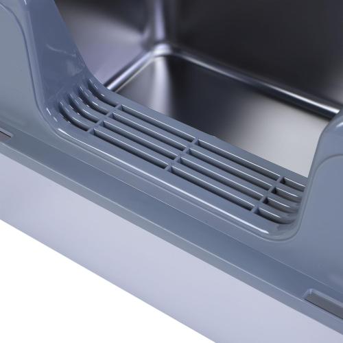 Stainless Steel Cat Litter Box Large High Sided Open Top Anti Splashing Easy to Clean Kitty Litter Tray for Indoor Cats Multi Cat Households Durable Proof Odorless 19.7 x 13.8 x (Grey)