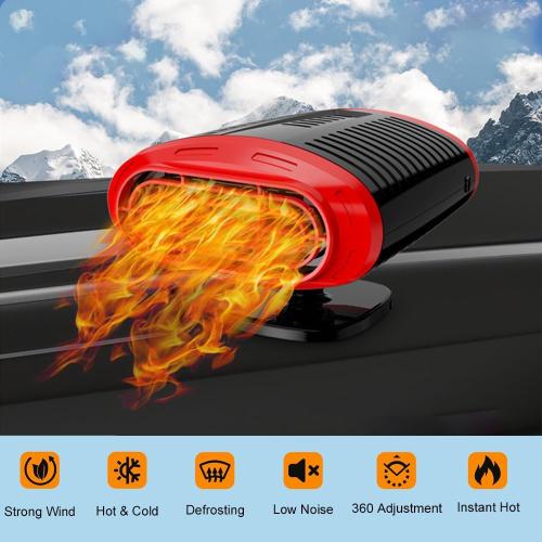 Car Heater, 12V 150W Car Heaters for Vehicle, Portable Car Heater that Plugs into Cigarette Lighter, 2 in 1 Car Heating and Cooling Fan,Car Windshield Defroster Demister for Winter, Red