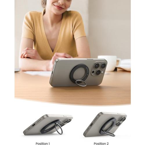Lamicall Magnetic Phone Ring Holder for MagSafe, [Flexible 360° Rotation] Magnet Finger Ring Grip Stand Holder, Fit for iPhone 16 15 14 13 12, Pro, Pro Max, Plus, Mag Safe Accessories, Misty Black