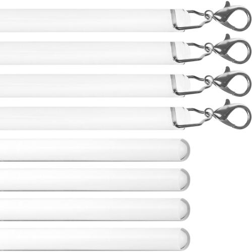 QWORK 40 Inch Clear Acrylic Curtain Pull Wand (4 Pack) with Strong Lobster Hook and Extra Ring Attachments