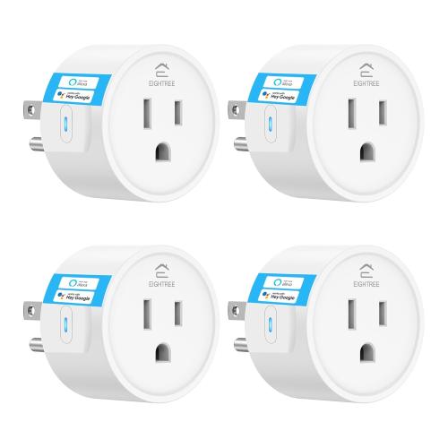 EIGHTREE Smart Plug 2025 Upgrade to 15A, Bluetooth & Wi-Fi Outlet Plug Dual Connection, Voice Control, Remote Control Outlet Timer Indoor, Smart Plugs That Work with Alexa & Google, 2.4GHz Wi-Fi Only