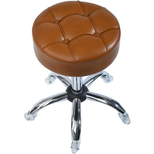 ACEQLYT® Round Rolling Stool with Wheels, Heavy Duty 400lb, Height Adjustable Swivel Drafting Stool for Shop, Salon, Home, Office, Tatoo, Medical, Massage (Brown)