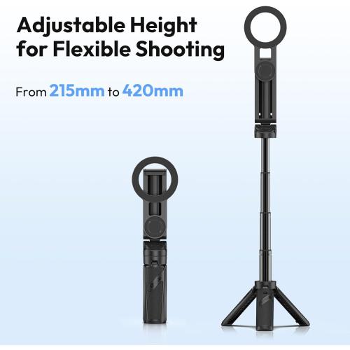 ULANZI JJ03 Magnetic Tripod for Phone with Remote Control, 3-in-1 Selfie Stick Handle Grip 360° Rotation Extendable Stand for iPhone Android Phones, for iPhone 17 16 15 14 13 12 Series