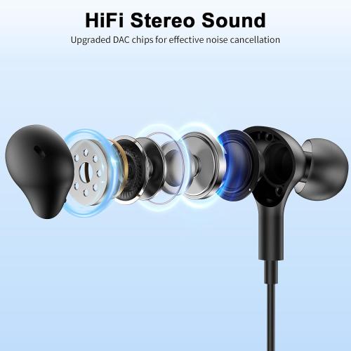 USB Earbuds with Microphone for PC Laptop,Wired USBA Headset,Black