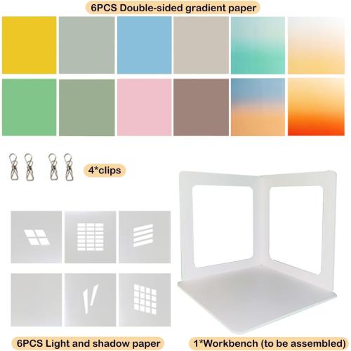 15PCS Content Creator Backdrop Photography Studio Photo Backdrops Board Kit: Portable Small Product Background Table Top Kit - Flat Lay Props for Jewelry Cosmetic Makeup 16 * 16IN Multi-Function