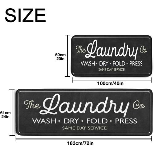 Laundry Room Long Mat Area Rug Non-Slip Floor Mat Waterproof Farmhouse Carpet for Kitchen 40 x 20(Black-3)