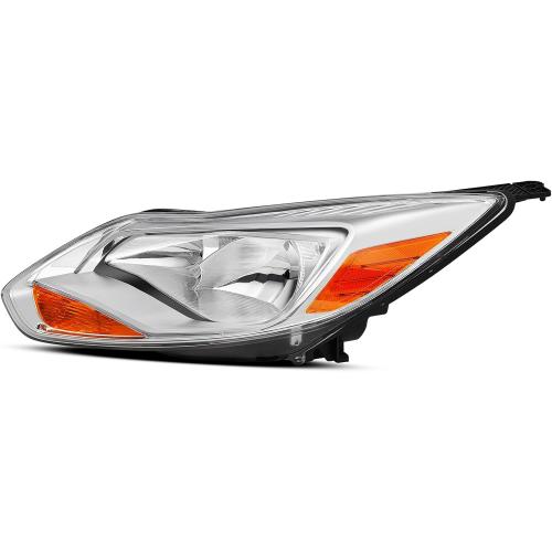 Headlights Assembly For 2012 2013 2014 Ford Focus 3th Pre-Facelift,Halogen Headlamp Chrome Housing,1x Pair Head Light Assembly Set