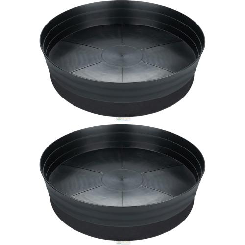 Garden Hour 18 Pack of 2 Large Plant Saucers for Potted Plants & Felt Mat for Floor Protection - Plastic Plant Trays for Indoors No Holes - Extra-Deep Drip Trays for Potted Plants - 18W x 3D in.
