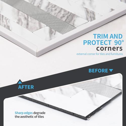 Art3d 20ft Outside Vinyl Corner Trim Peel and Stick for Tile and Wall Edges, Furniture Decoration White