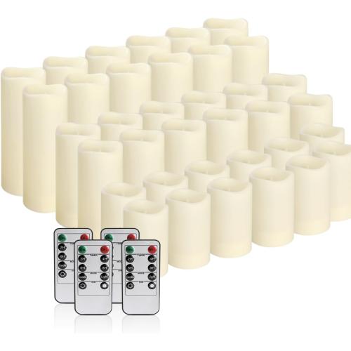 36Pack Flameless LED Candles, Waterproof for Indoor & Outdoor Use, Equipped with 10-Key Remotes & Timer, Ideal for Weddings, Table Decor, Festivals & Home Accents…
