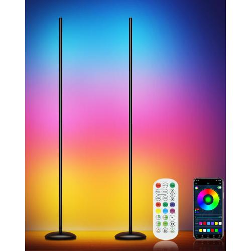 Corner Floor Lamp - 2 Pack LED Corner Lamp with App/Remote/Button Control, Smart LED Floor Lamp with Music Sync and 16 Million Colors, Color Changing Standing Lamp for Living Room, Bedroom