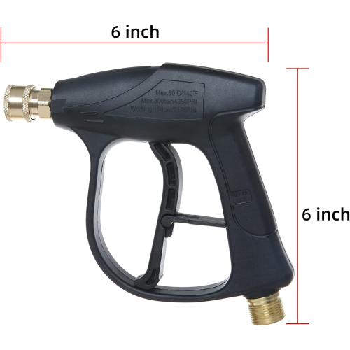 Sooprinse High Pressure Washer Gun 3000 PSI Max, Power Washer Short Gun with 1/4 Inch Quick Connector, M22-14