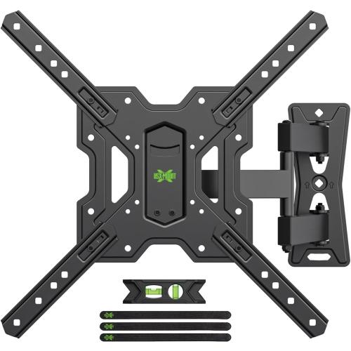 USX MOUNT UL Listed Full Motion TV Mount, Swivel Articulating Tilt TV Wall Mount for 26-55Inch LED, 4K, Wall Mount Bracket with VESA 400x400mm Up to 77lbs, Perfect Center Design -XMM006-1