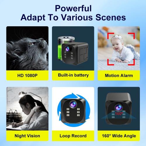 Mini Camera 4K HD WiFi Wireless Security Camera with Motion Detection, Night Vision App Control, Cloud & SD Storage Support- Ideal for Pet, Baby, and Nanny Surveillance