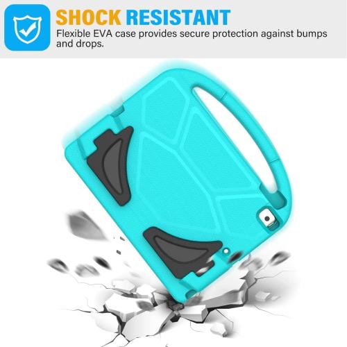 SUPLIK Kids Case for iPad 9th/8th/7th Generation - 10.2 inch 2021/2020/2019 Case with Built-in Screen Protector, Durable Shockproof Handle Stand for Apple iPad 7/8/9 Gen, Cyan