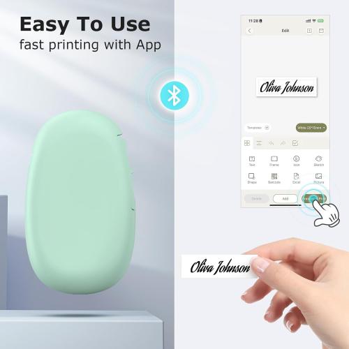 SUPVAN E10 Bluetooth Label Maker Machine with Tape, Continuous Waterproof Label, Versatile App with 35 Fonts and 1k  Icons, Label Printer for Home, Kitchen, School, Office Organization, Green