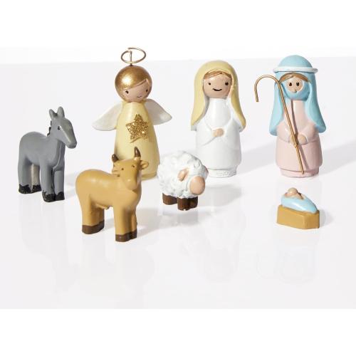 DN DECONATION Nativity Figurines Set, 11Pcs Resin Holy Family Scene - Colorful Mini Christmas Nativity Decor for Christmas Indoor Tabletop, Shelf, and Home Holiday Display