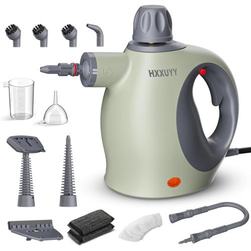 Multi-Surface Handheld Pressurized Steam Cleaner with 13 PCS Accessory ，Portable Steamer for Cleaning, Multipurpose Steam Cleaner for Home/Car/Bathroom/Grease/Upholstery/Floor/Grout and More (Green)