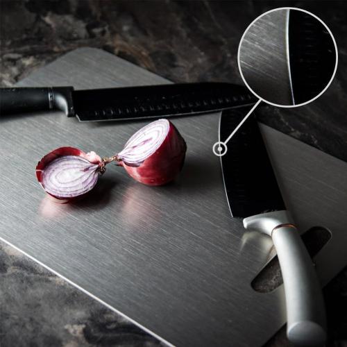 Titanium Cutting Board - 2025 New Upgrade 100% Pure Titanium Cutting Boards For Kitchen, 1 Pack Double-sided food-grade Cutting Board For Cutting Meats, Fruits And Vegetables (18L x 12W)