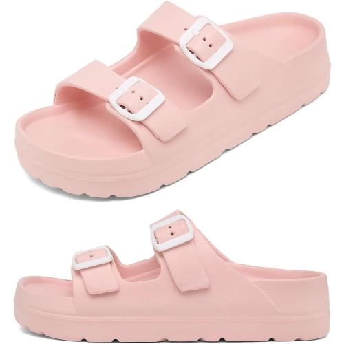 Size 7..Womens Platform Sandals with Arch Support, Adjustable Buckle Beach Sandal Woman Comfort Lightweight Ultra Cushion EVA Slides
