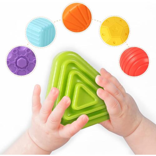 Montessori Toys for 1 Year Old, Cube & 6 Sensory Shape Blocks, Baby Toys 12-18 Months, Developmental Infant Birthday Gifts for Learning Toddler Age 1 2 3