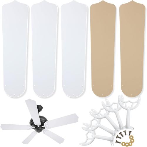 Yaocom 5 Sets 52 Inch Ceiling Fan Replacement Blades and Blade Arms, 5 Replacement Fan Blades and 5 Blade Arms with Mounting Hardware for Bedroom Patio Living Room