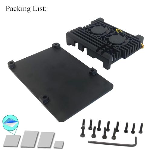 Raspberry Pi 5 Aluminum Alloy Armor Case,Pi 5 Heatsink Cooler,Passive Cooling Case for Raspberry Pi 5 4GB/8GB (with Dual Fan)