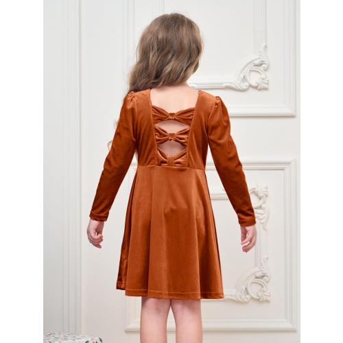 Miipat Toddler Girls Velvet Dress Ruffle Fall Winter Dress Long Sleeve Elegant Wedding Party Dress 4-5T