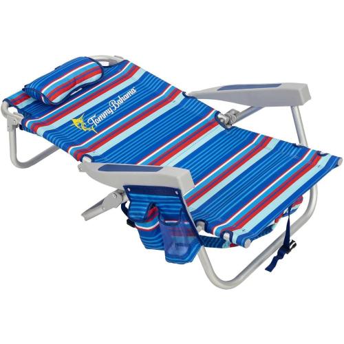Tommy Bahama  Backpack Beach Chair 5 Position Chair, Including Lay Flat (Blue Stripes)