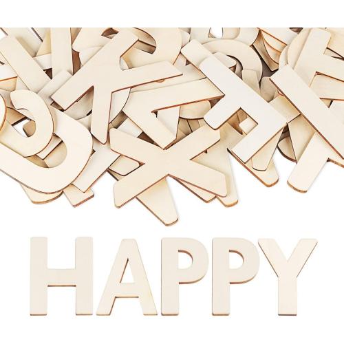 4 Wooden Letters - 52 Pcs Wood Alphabet for Crafts, Sign Decoration, Unfinished Wood for Painting/Wall Decor/Letter Board/DIY